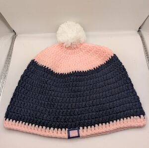Handmade Dodgers Beanie – Pink & Navy with Pom Pom